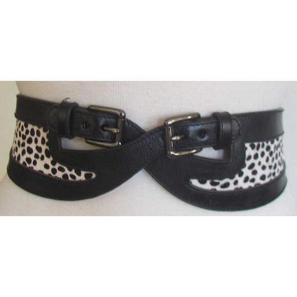 DESIGNER WORTH NY BLACK/WHITE ANIMAL PRINT LEATHER /PONY HAIR 3\
